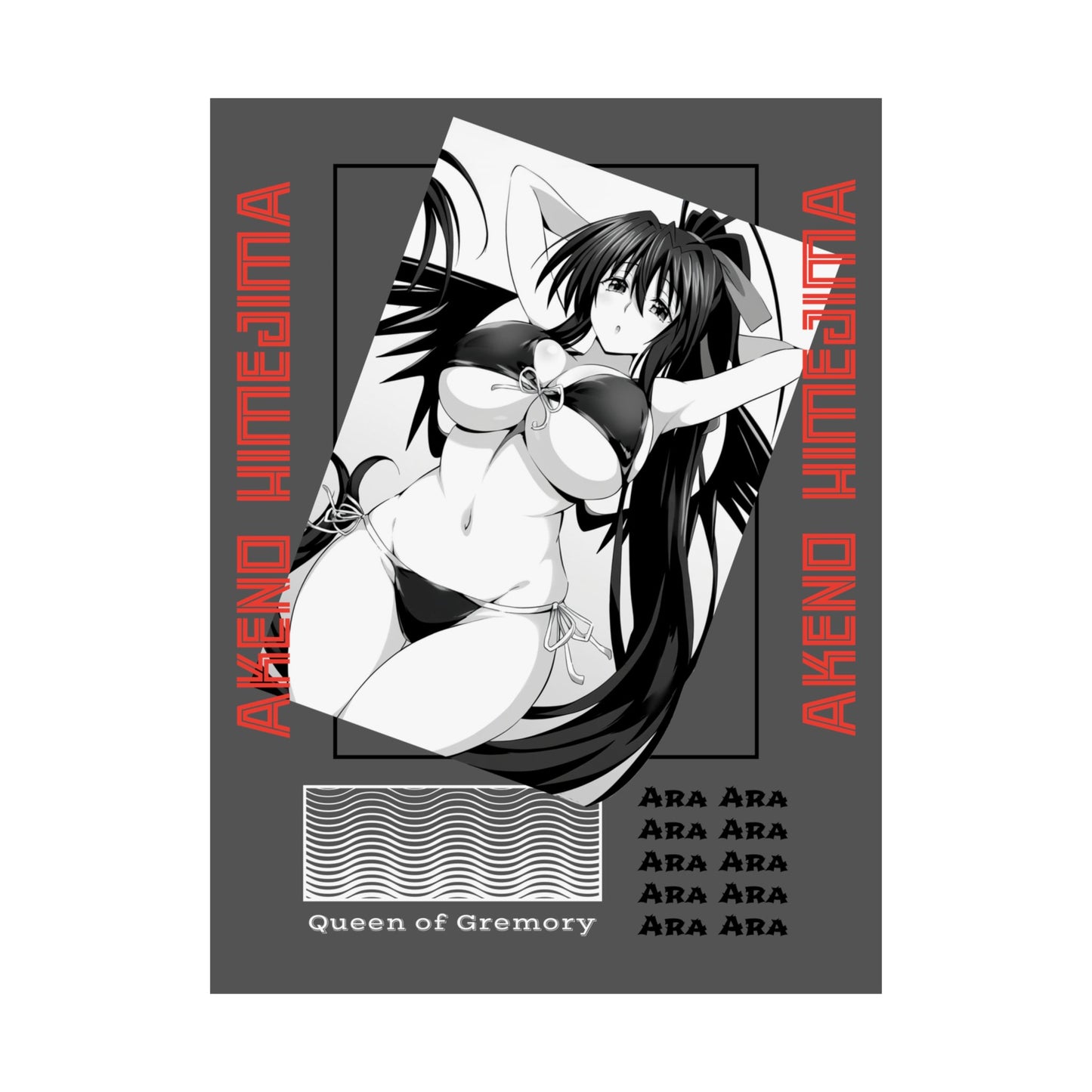 Akeno Himejima High School DxD Ara Ara Poster Print, Anime Wall Art, Room Decor, Otaku Gift, Satin Poster,