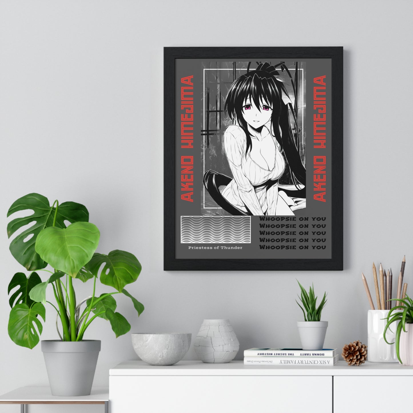 Akeno Himejima Vertical Wall Art, High School DxD Fan Gift, Framed Print, Manga Room Decor, Anime Lover Gift