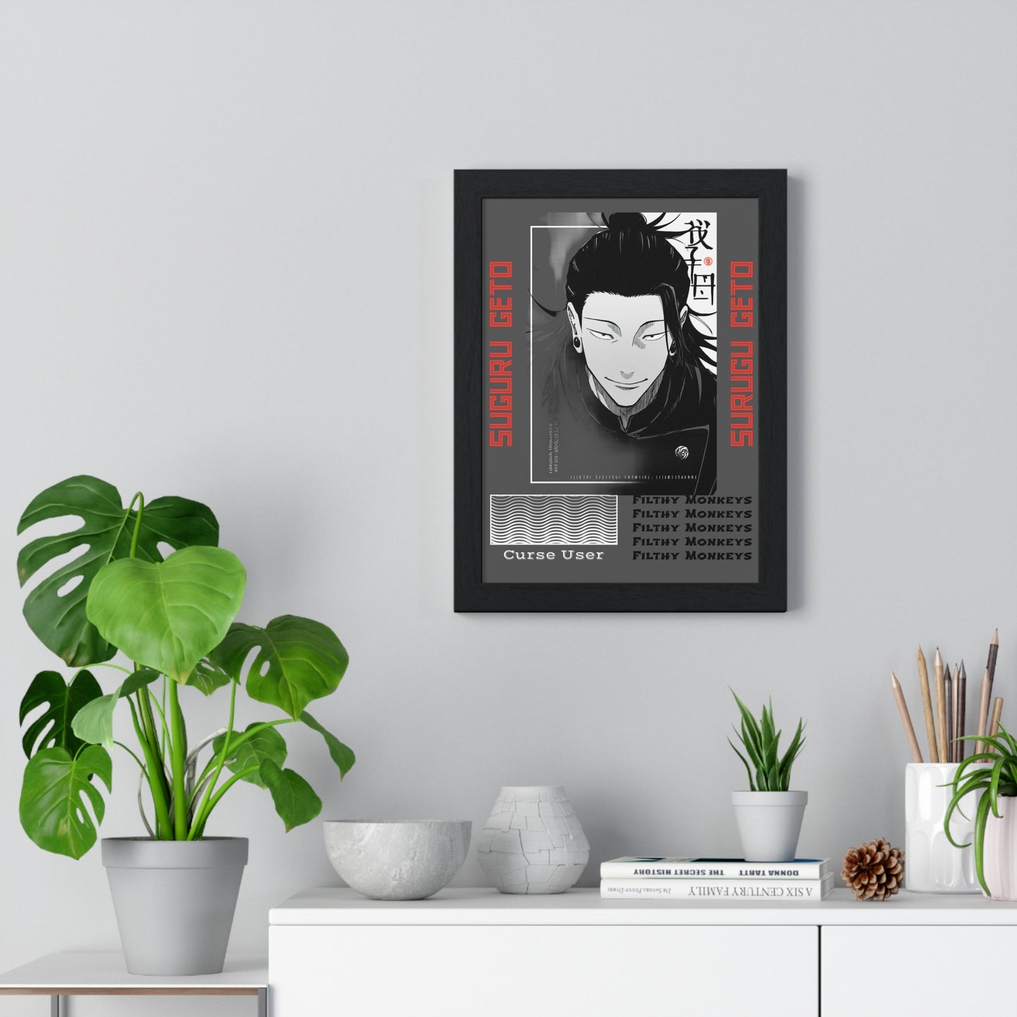 Suguru Geto Vertical Poster, Jujutsu Kaisen Anime Wall Art, Filthy Monkeys Curse User, Framed Art Print for Fans, Home Decor, Gift Idea,