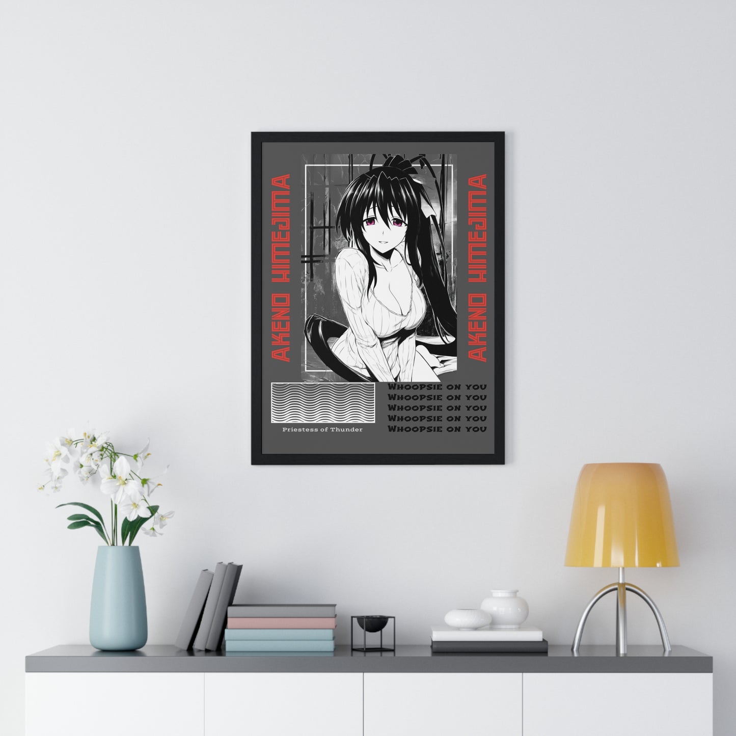 Akeno Himejima Vertical Wall Art, High School DxD Fan Gift, Framed Print, Manga Room Decor, Anime Lover Gift