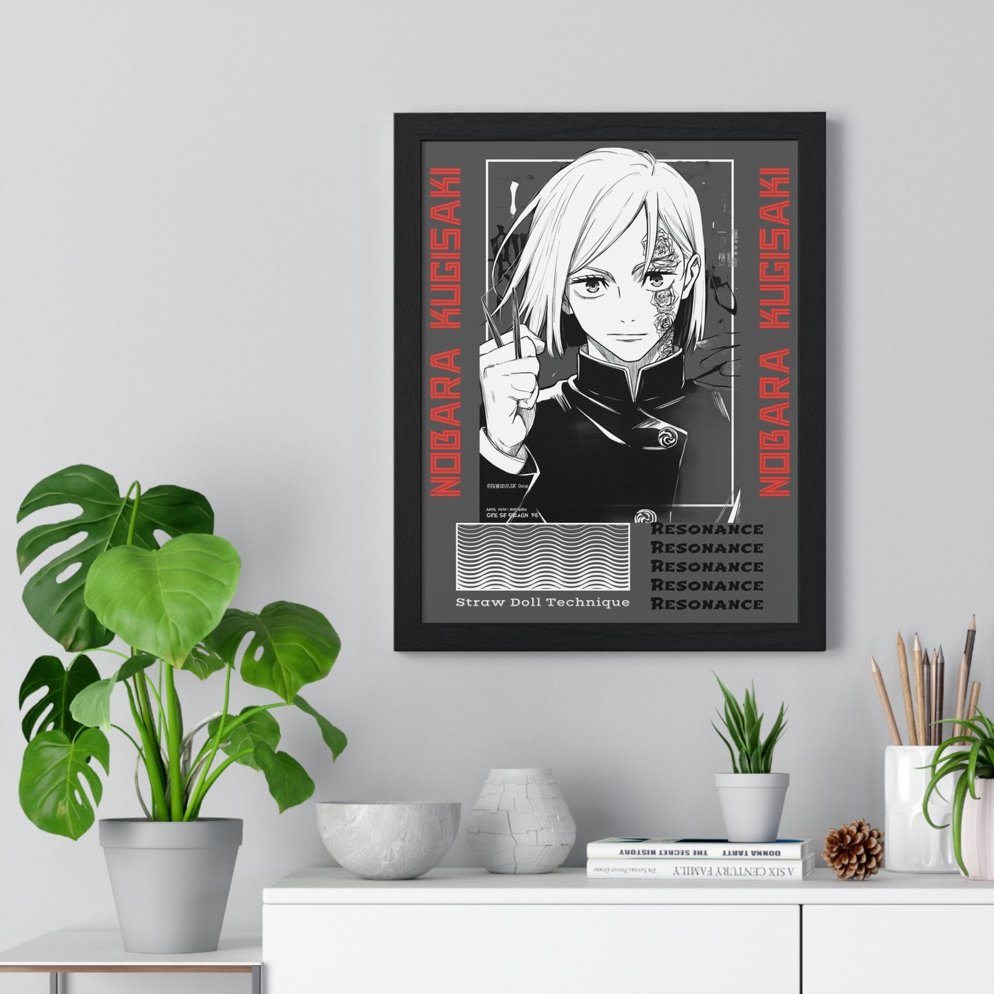 Nobara Kugisaki, Straw Doll Technique, Resonance, JJK Wall Art Print, Japanese Animation Room Decor, Anime Vertical Framed Poster,