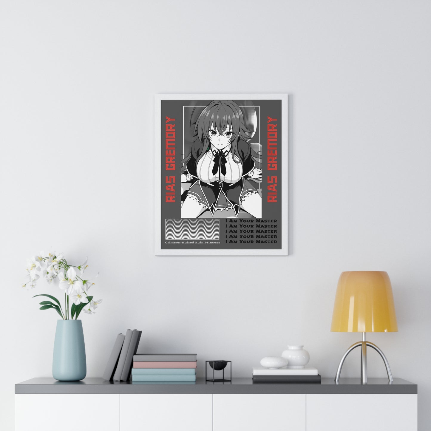 Rias Gremory Vertical Framed Poster, High School DxD Art Print, Wall Decor, Home Office Decoration, Gift for Otaku, Bedroom Dorm