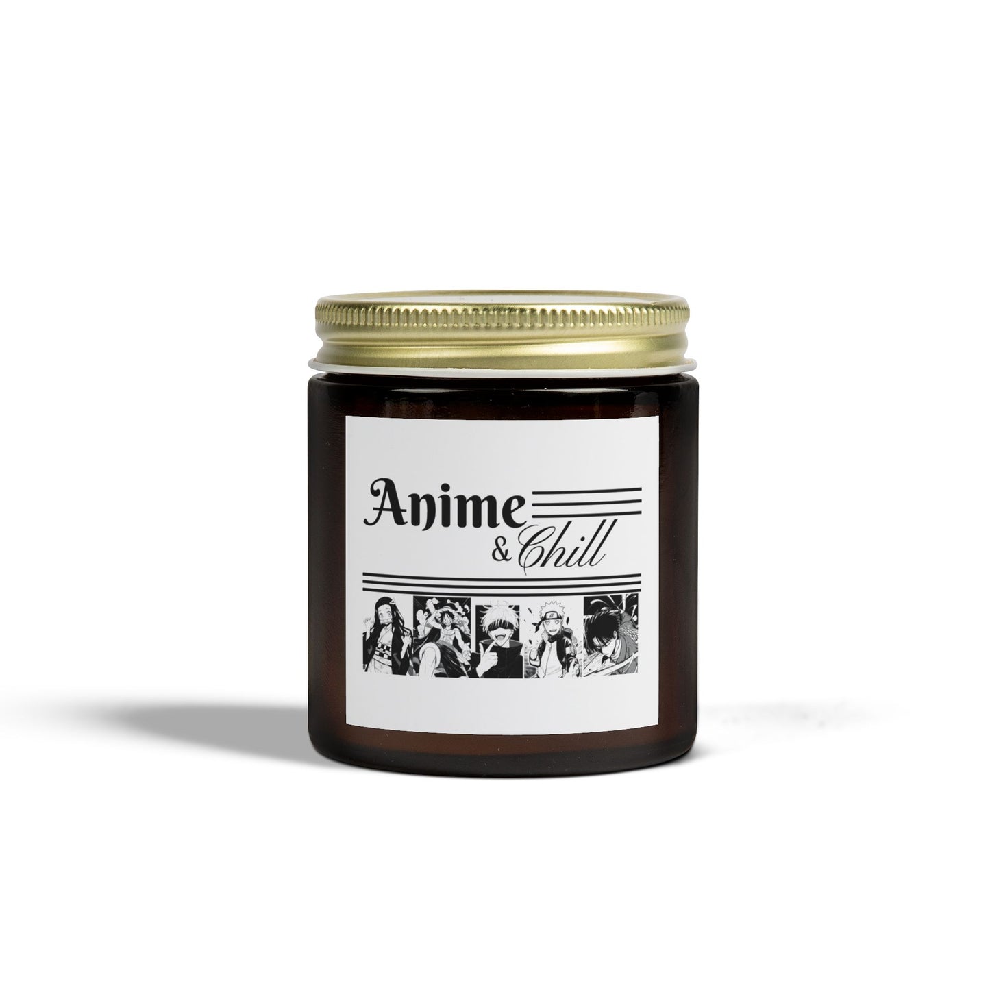 Anime and Chill Scented Candles, Coconut Apricot Wax (4oz, 9oz) - Nezuko Kamado, Satoru Gojo, Naruto Uzumaki, Monkey D Luffy, Levi Ackerman,