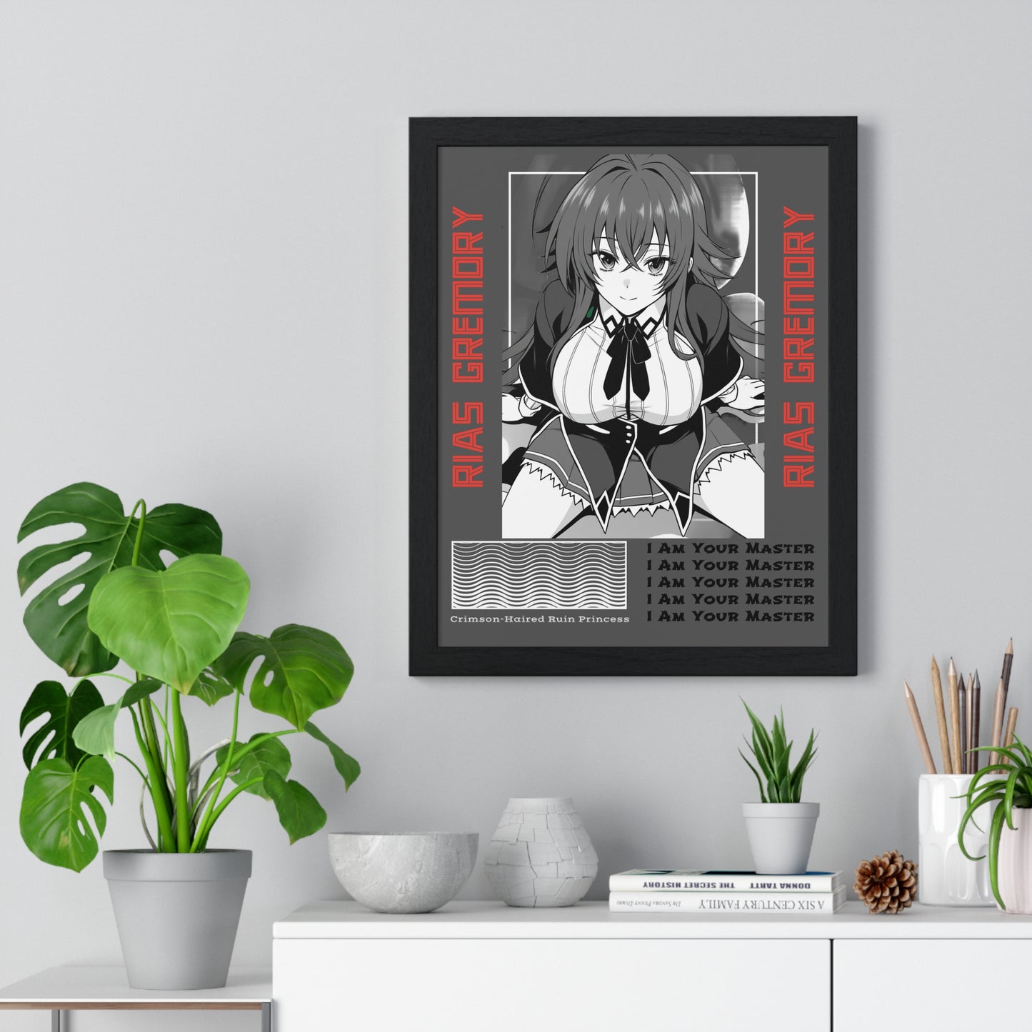 Rias Gremory Vertical Framed Poster, High School DxD Art Print, Wall Decor, Home Office Decoration, Gift for Otaku, Bedroom Dorm