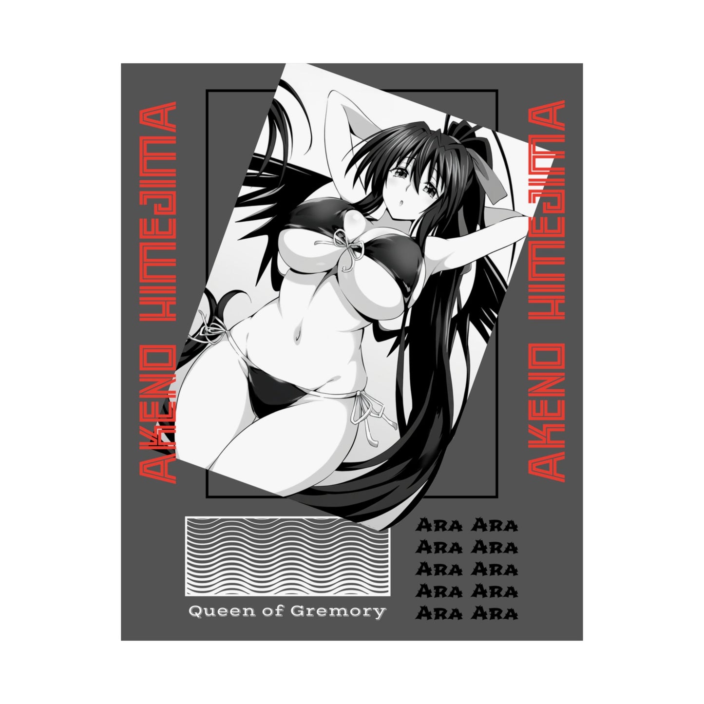 Akeno Himejima High School DxD Ara Ara Poster Print, Anime Wall Art, Room Decor, Otaku Gift, Satin Poster,