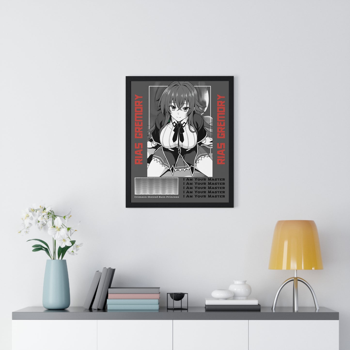 Rias Gremory Vertical Framed Poster, High School DxD Art Print, Wall Decor, Home Office Decoration, Gift for Otaku, Bedroom Dorm