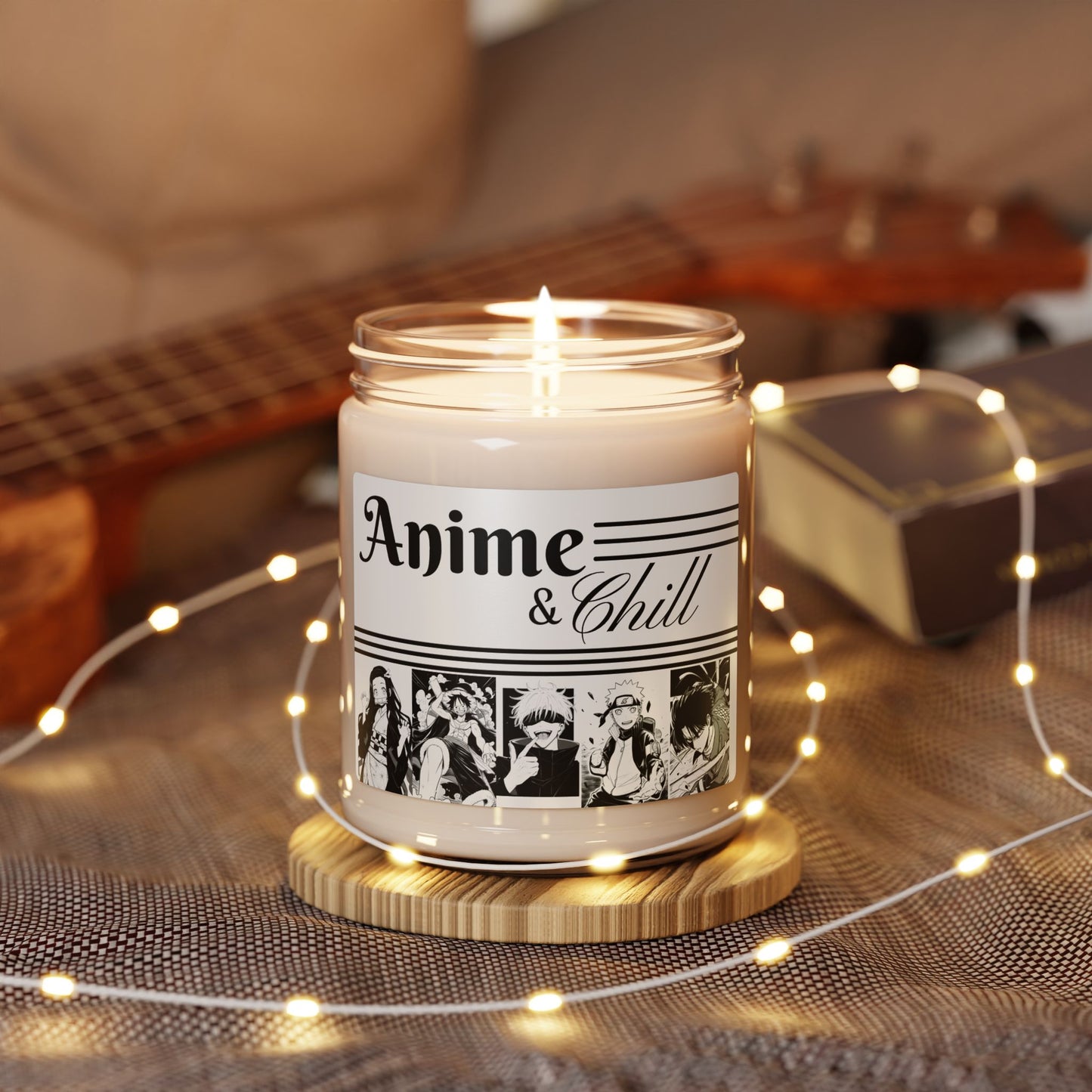 Anime and chill Soy Candle, 9oz - Satoru Gojo, Levi Ackerman, Nezuko Kamado, Naruto Uzumaki, Monkey D Luffy, Otaku Gift, Anime Lover Decor,