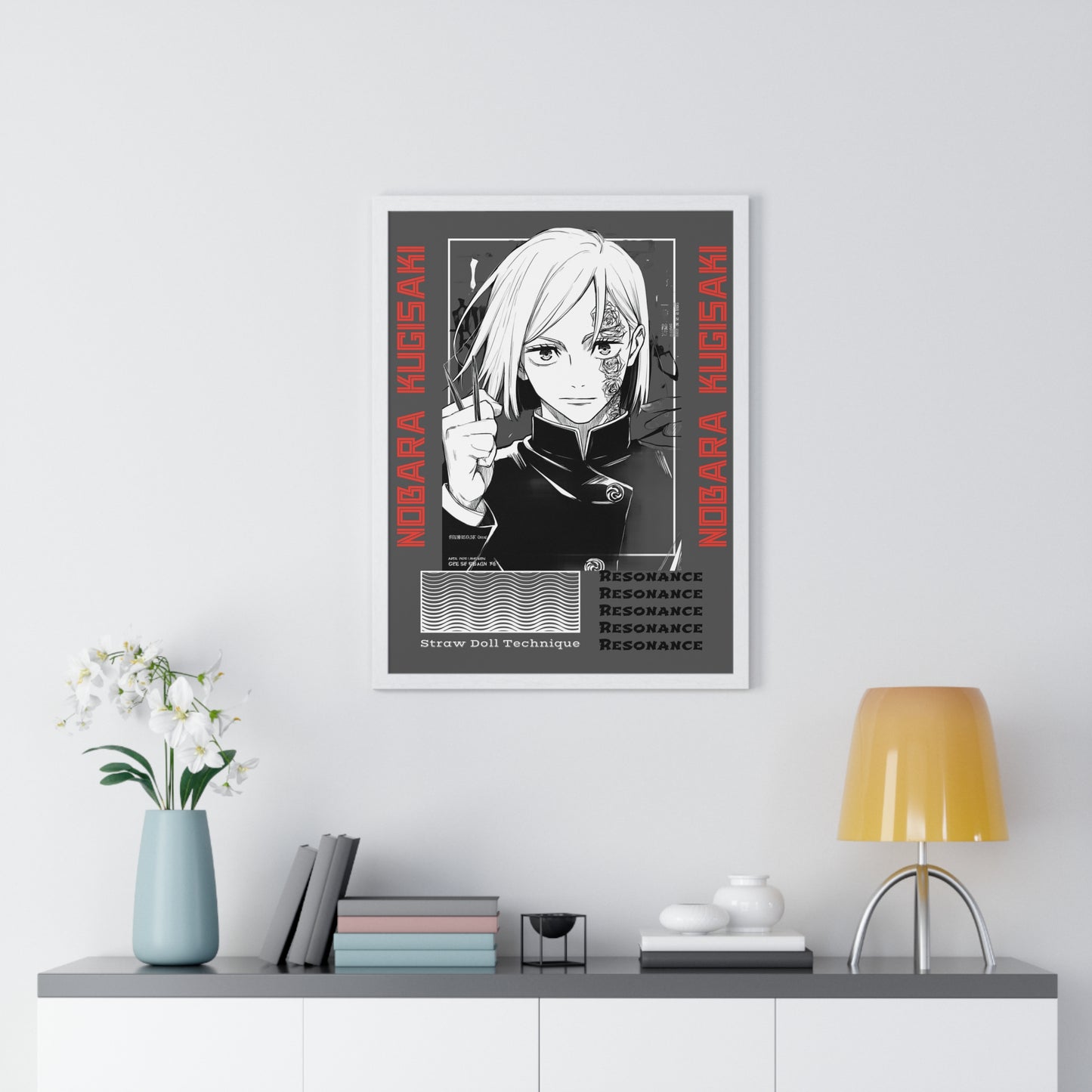 Nobara Kugisaki, Straw Doll Technique, Resonance, JJK Wall Art Print, Japanese Animation Room Decor, Anime Vertical Framed Poster,