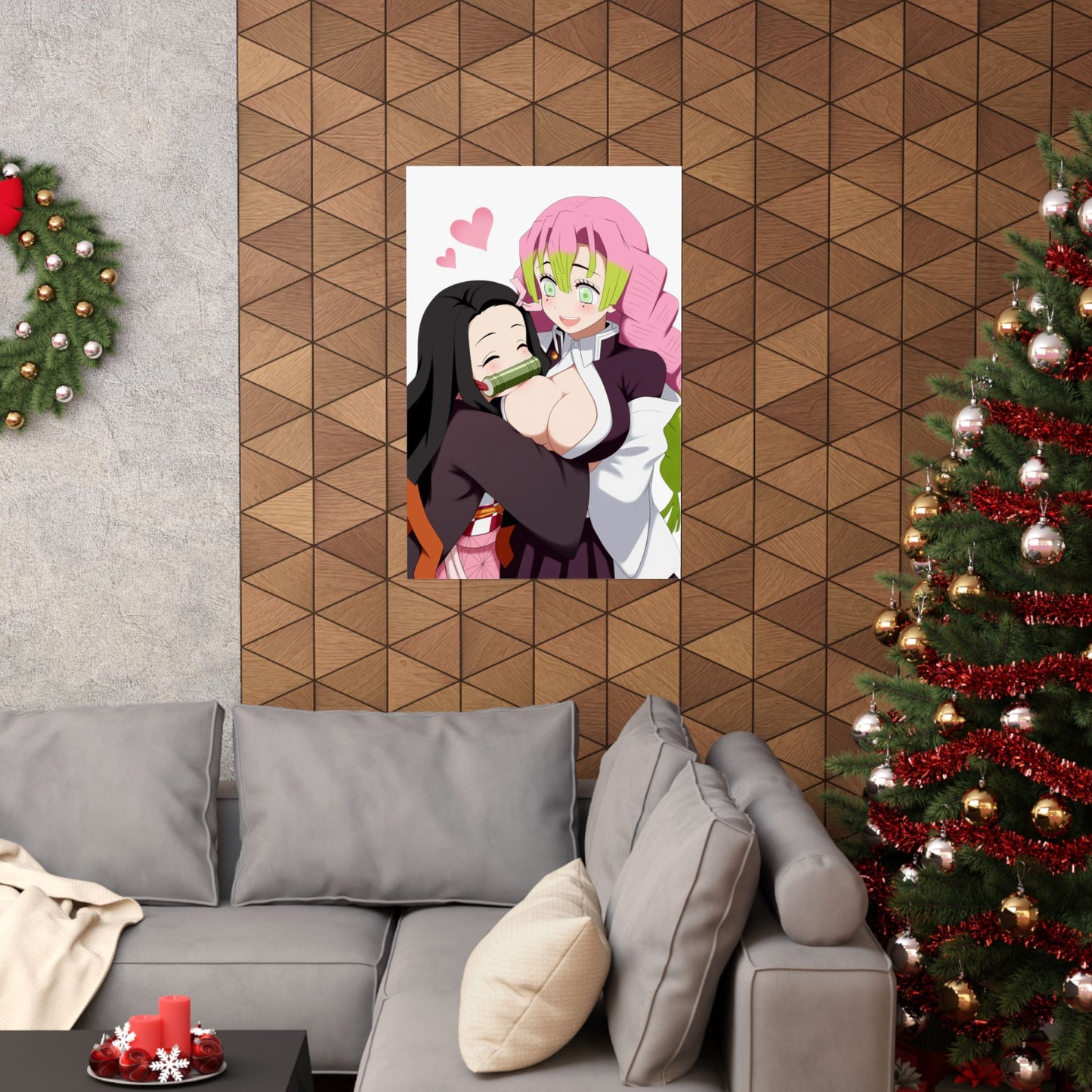 Anime Vertical Posters - Demon Slayer Nezuko and Mitsuri Love Design