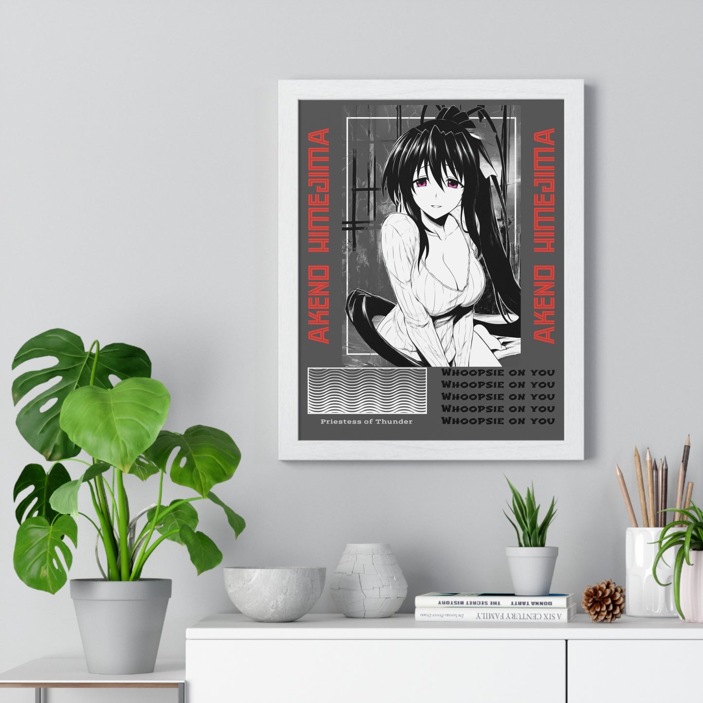 Akeno Himejima Vertical Wall Art, High School DxD Fan Gift, Framed Print, Manga Room Decor, Anime Lover Gift