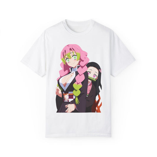 Camiseta unisex teñida con diseño de amor de Demon Slayer Nezuko y Mitsuri