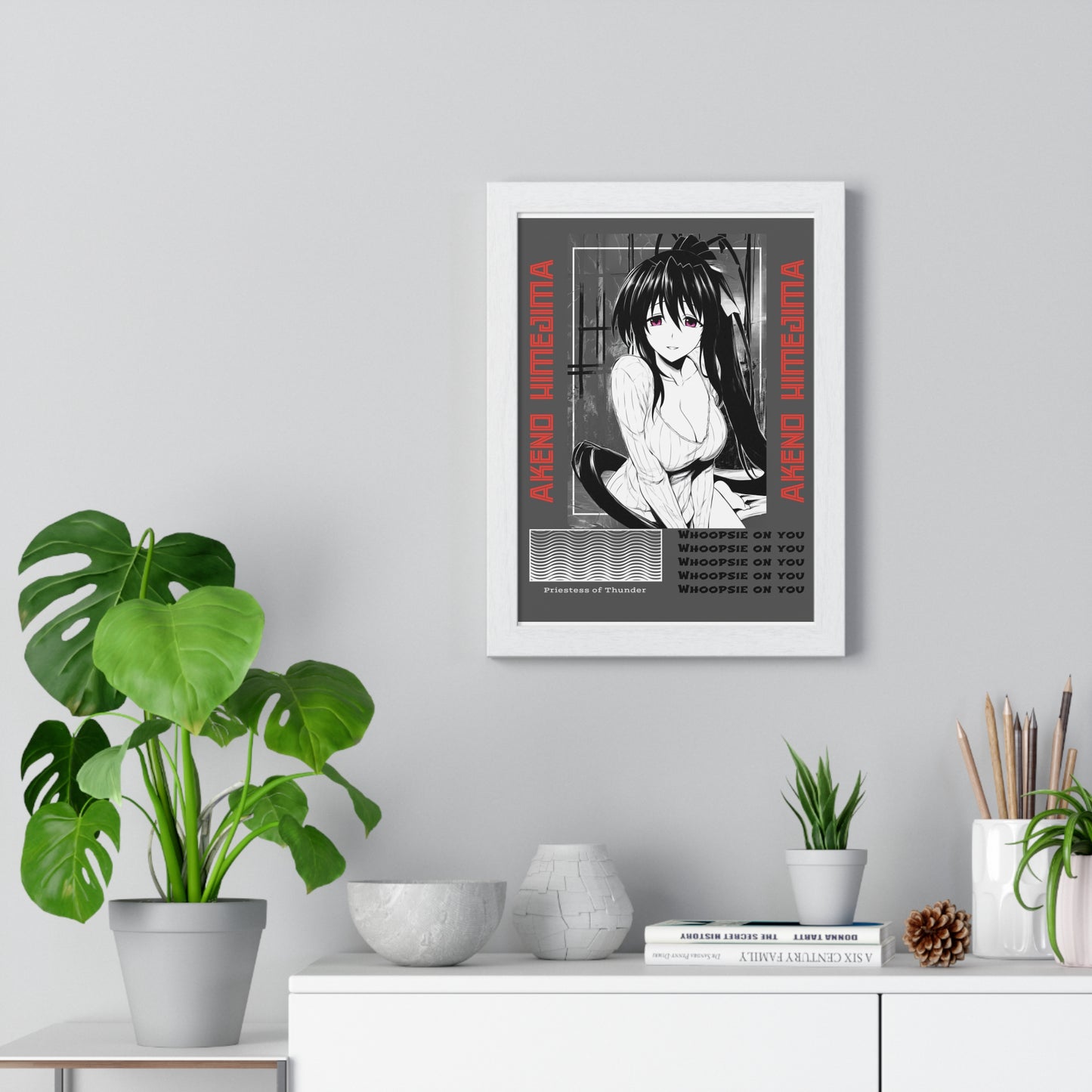 Akeno Himejima Vertical Wall Art, High School DxD Fan Gift, Framed Print, Manga Room Decor, Anime Lover Gift