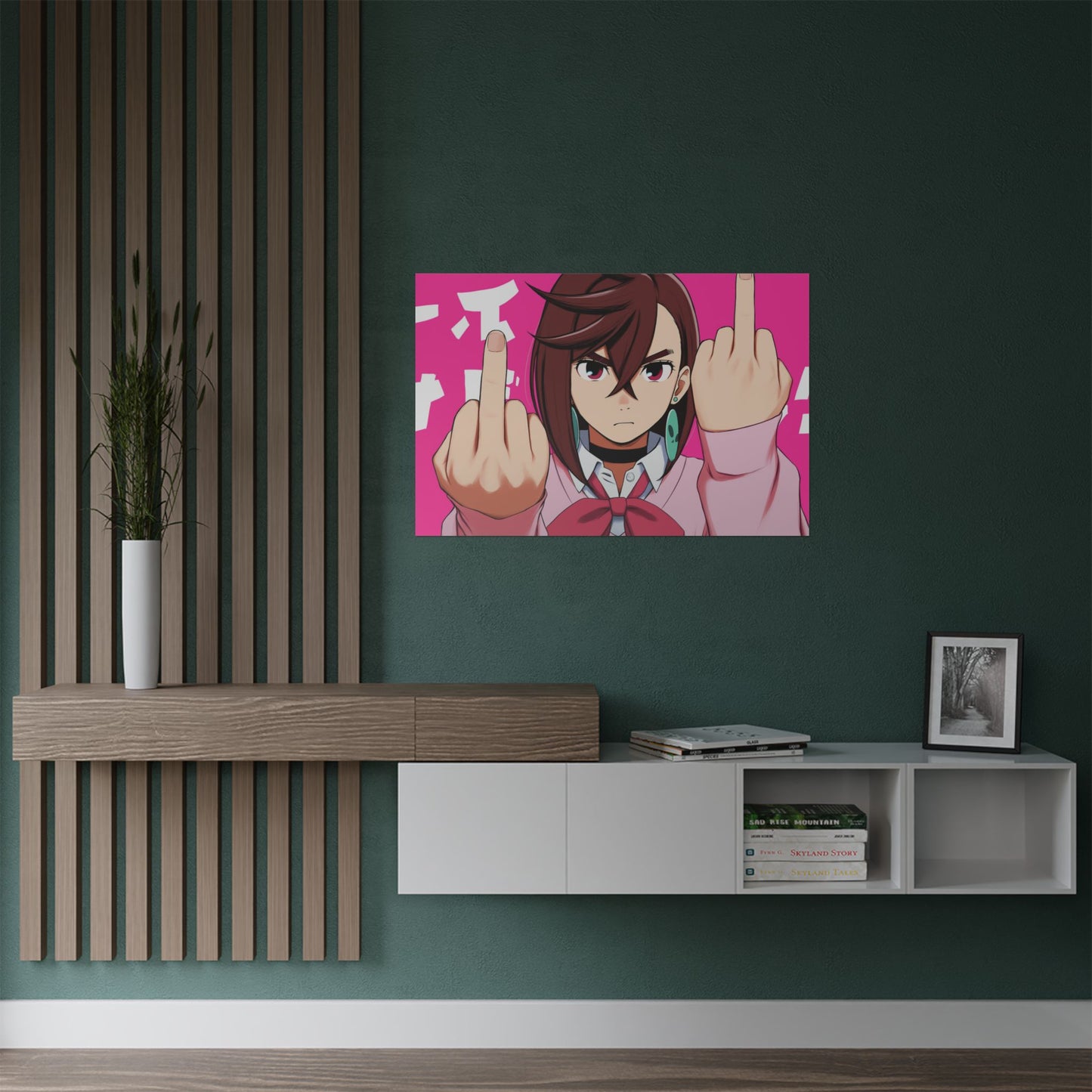 Satin Poster, Momo Ayase from Dandadan, Middle finger Anime Funny Poster, Wall Art, Home Decor, Room Decor, Unique Gift, 12x18 Poster