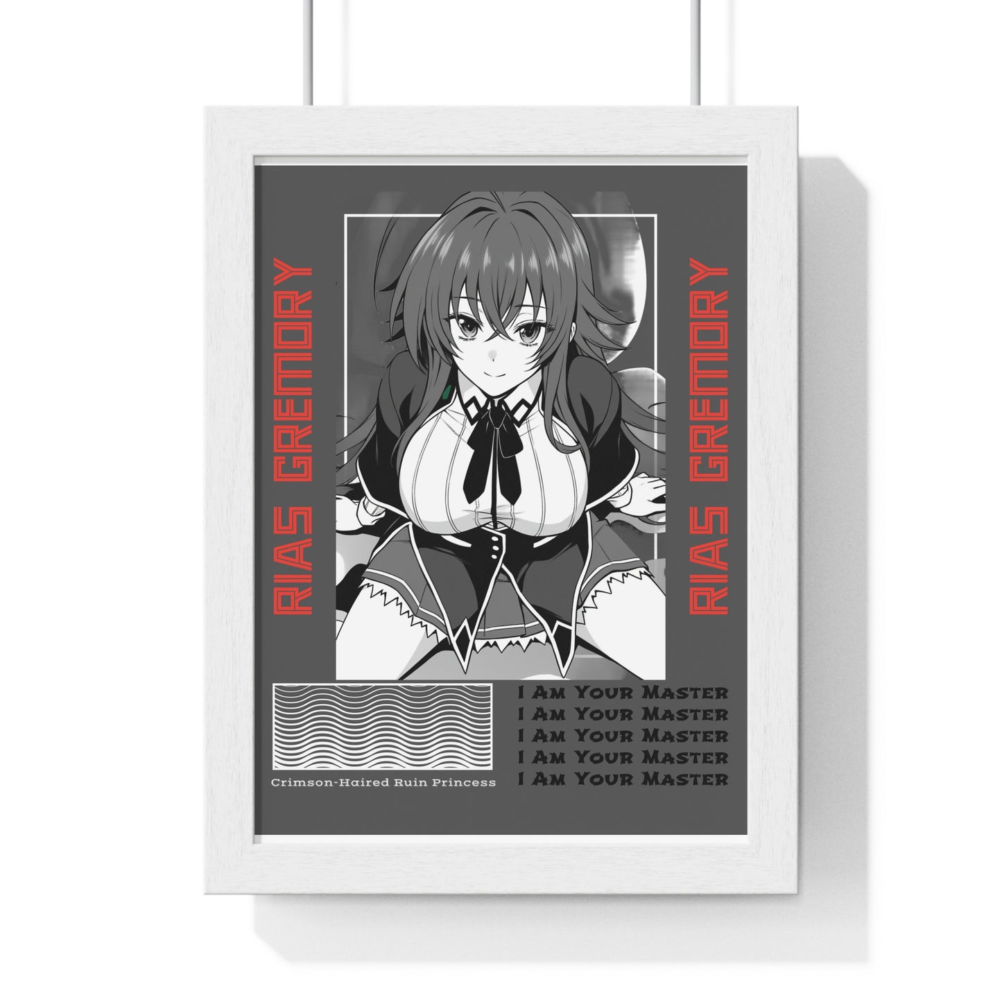 Rias Gremory Vertical Framed Poster, High School DxD Art Print, Wall Decor, Home Office Decoration, Gift for Otaku, Bedroom Dorm