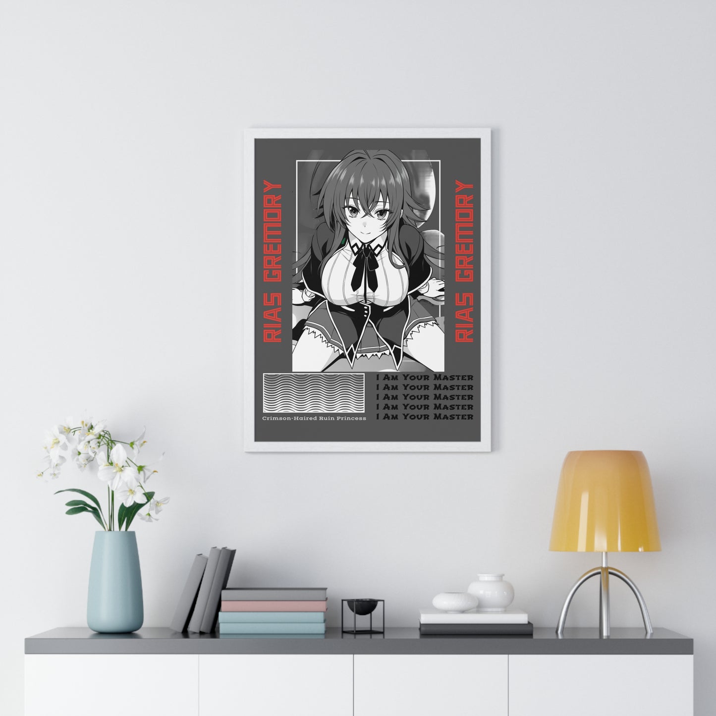 Rias Gremory Vertical Framed Poster, High School DxD Art Print, Wall Decor, Home Office Decoration, Gift for Otaku, Bedroom Dorm