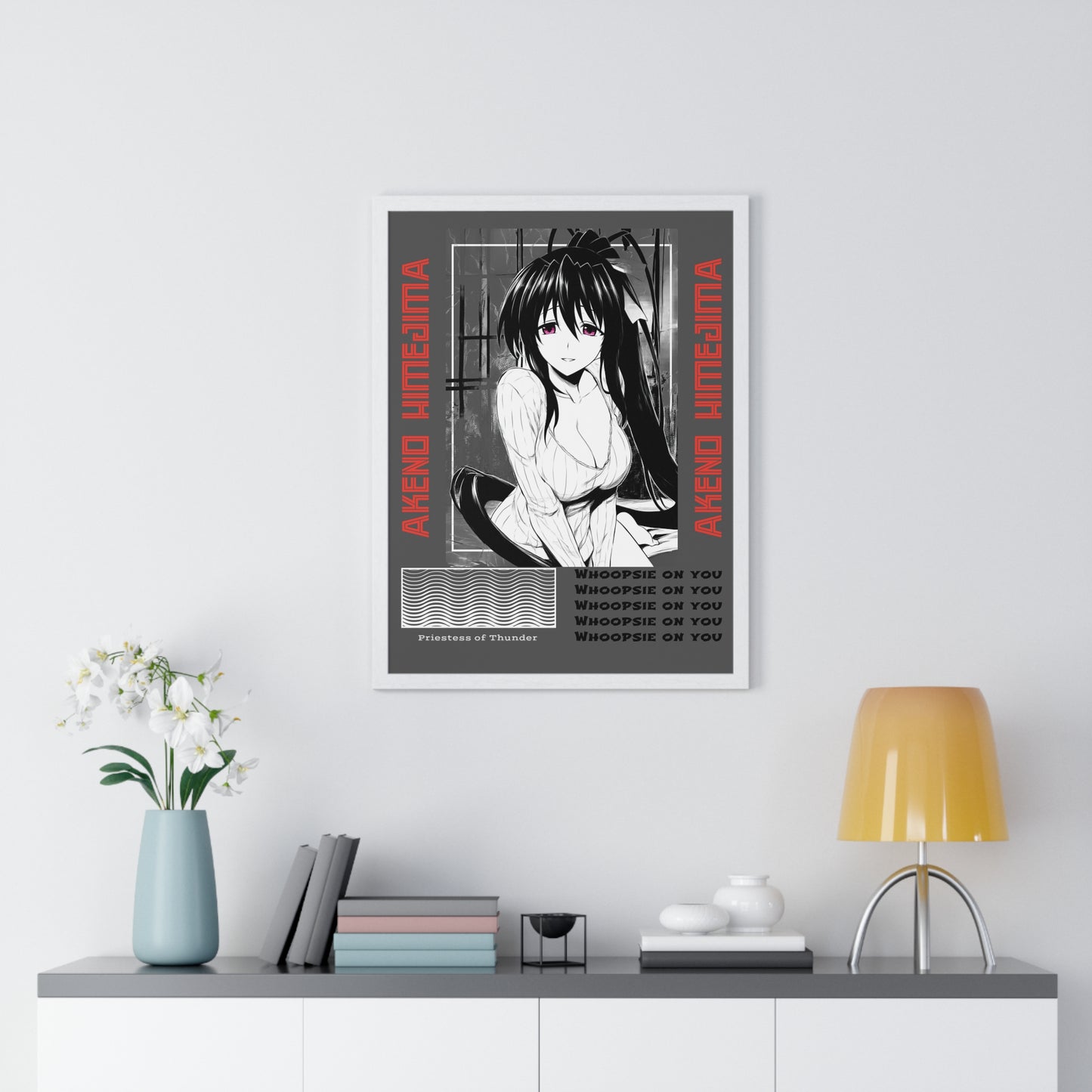 Akeno Himejima Vertical Wall Art, High School DxD Fan Gift, Framed Print, Manga Room Decor, Anime Lover Gift