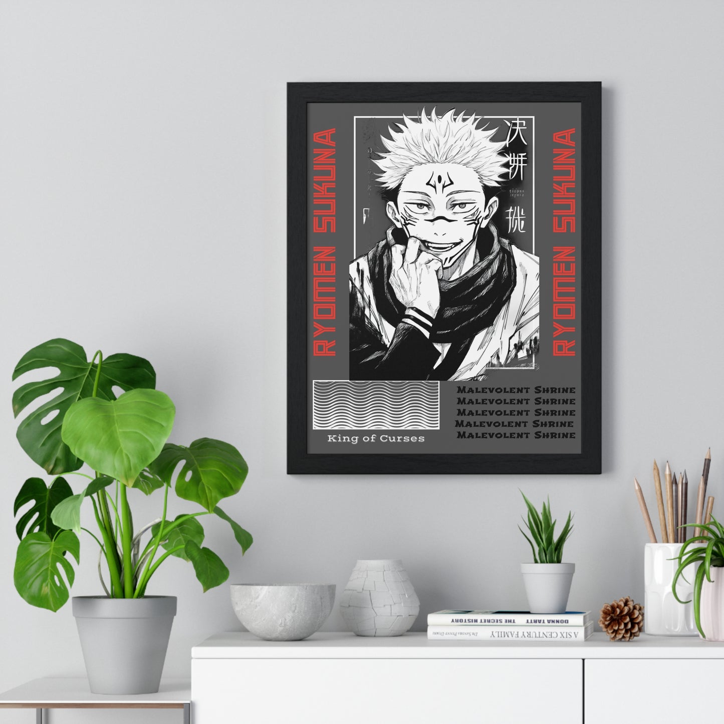 Ryomen Sukuna JJK Anime Poster, King of Curses Wall Art, Home Decor, Room Decoration, Anime Fan Gift, Manga Art, Framed Poster