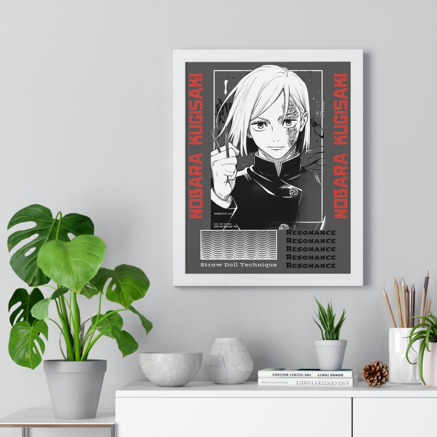 Nobara Kugisaki, Straw Doll Technique, Resonance, JJK Wall Art Print, Japanese Animation Room Decor, Anime Vertical Framed Poster,