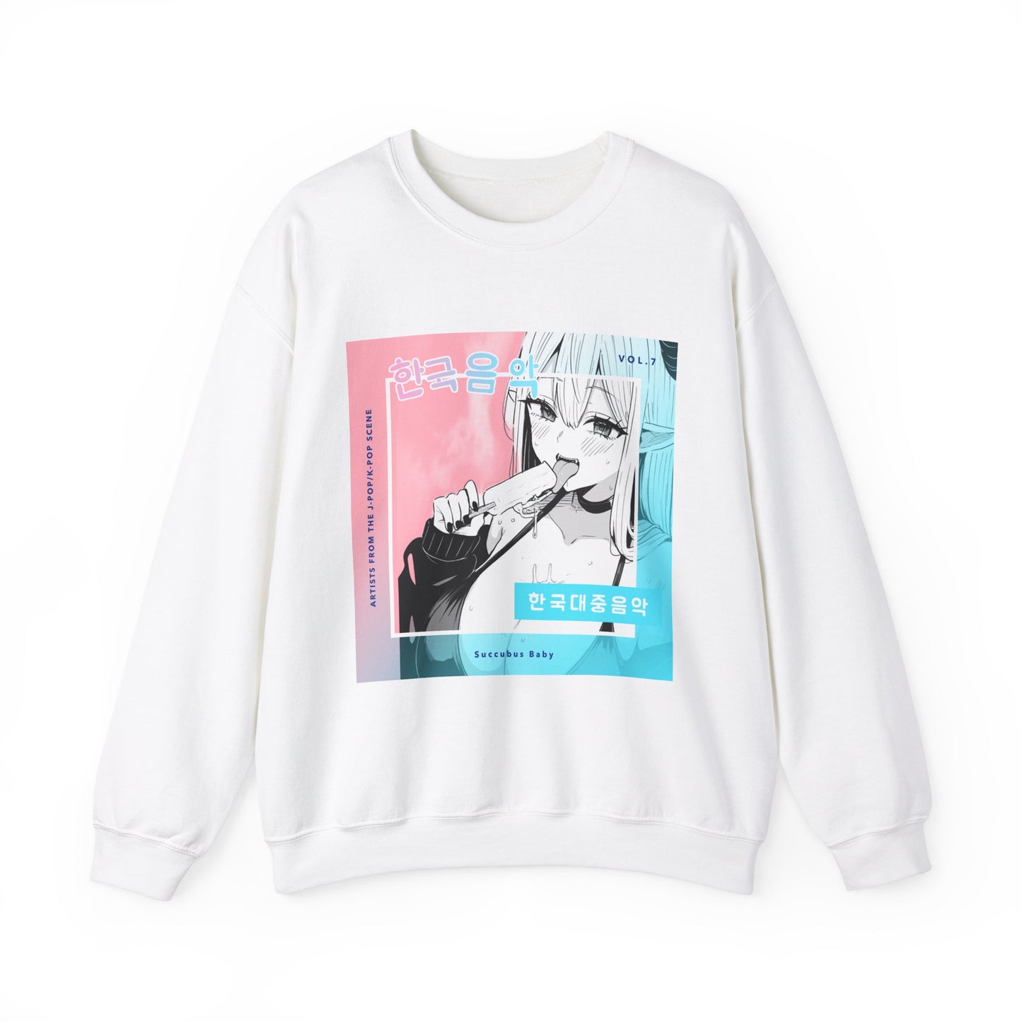 Cute Succubus Crewneck Sweatshirt, Anime Manga Album Cover Style, Unisex Jumper, Cosplay Gift, Kawaii Pullover, Cool Teen Clothing