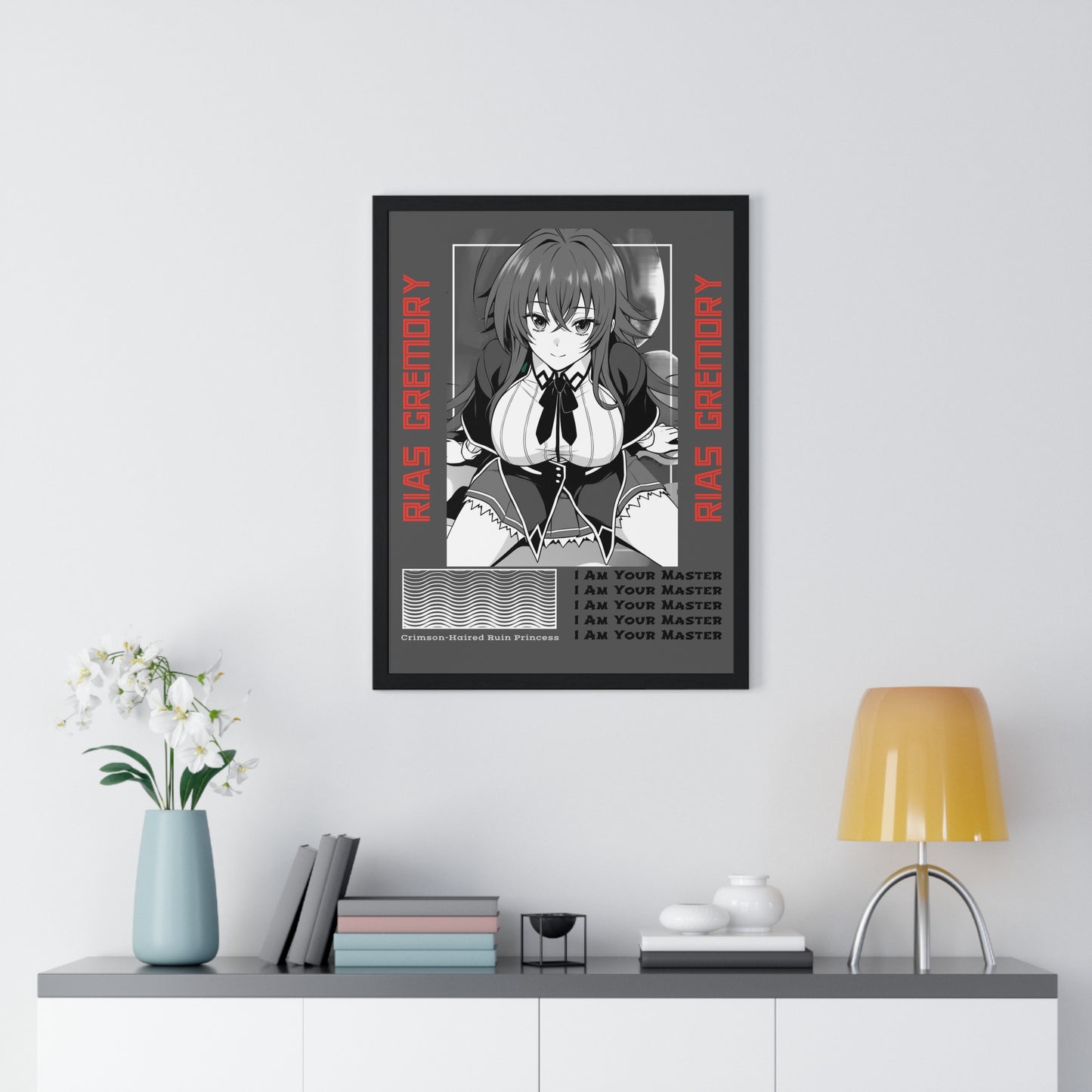 Rias Gremory Vertical Framed Poster, High School DxD Art Print, Wall Decor, Home Office Decoration, Gift for Otaku, Bedroom Dorm