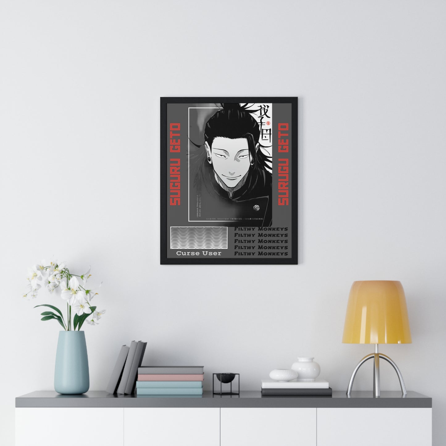 Suguru Geto Vertical Poster, Jujutsu Kaisen Anime Wall Art, Filthy Monkeys Curse User, Framed Art Print for Fans, Home Decor, Gift Idea,