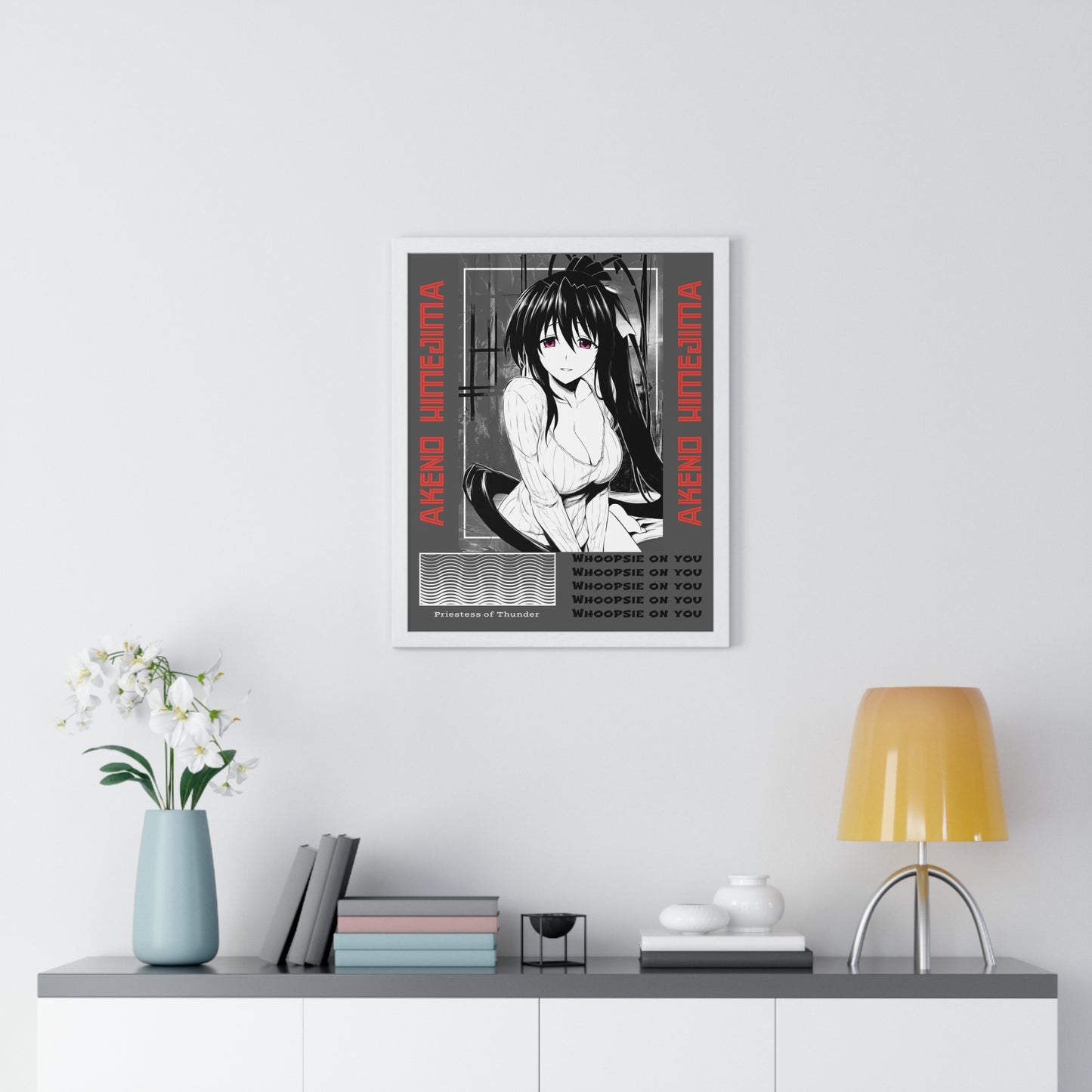 Akeno Himejima Vertical Wall Art, High School DxD Fan Gift, Framed Print, Manga Room Decor, Anime Lover Gift