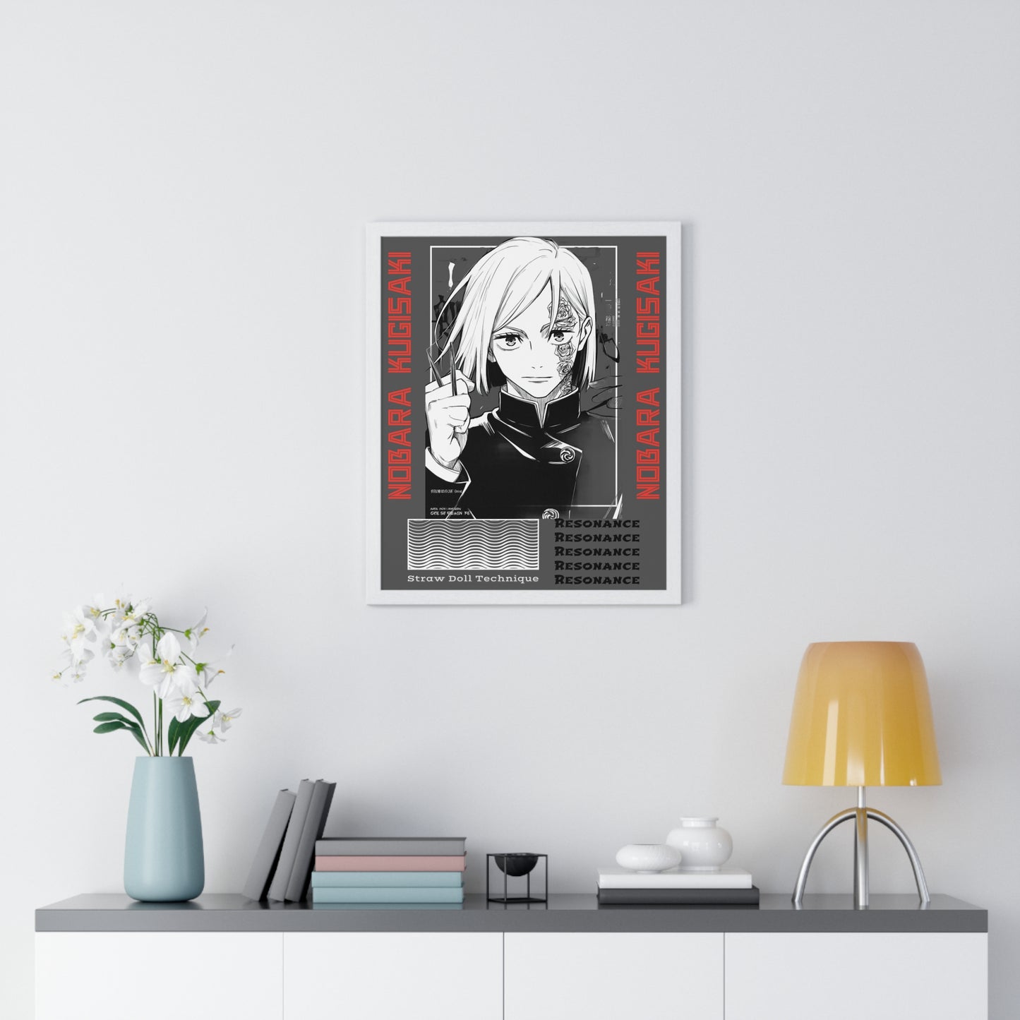 Nobara Kugisaki, Straw Doll Technique, Resonance, JJK Wall Art Print, Japanese Animation Room Decor, Anime Vertical Framed Poster,