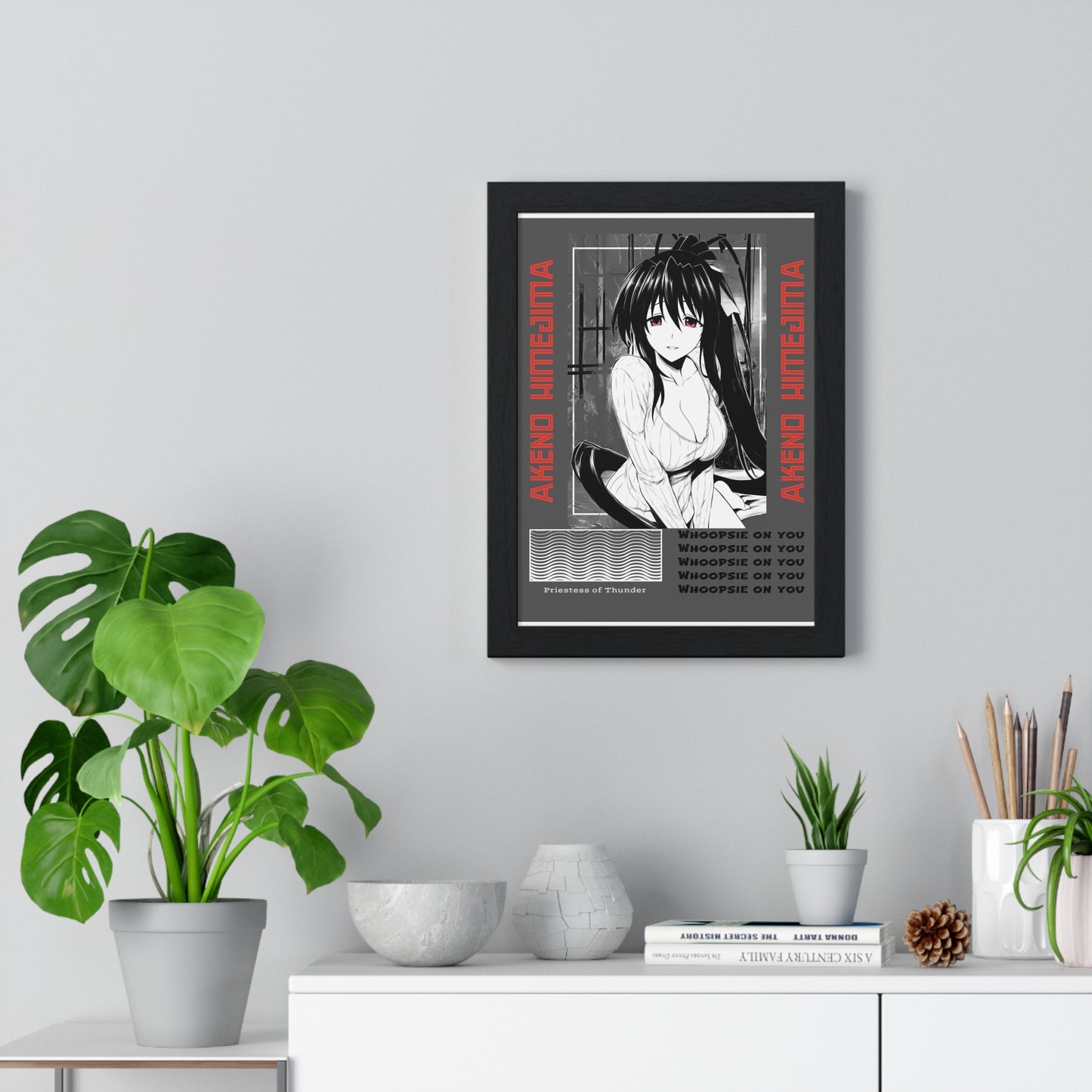 Akeno Himejima Vertical Wall Art, High School DxD Fan Gift, Framed Print, Manga Room Decor, Anime Lover Gift