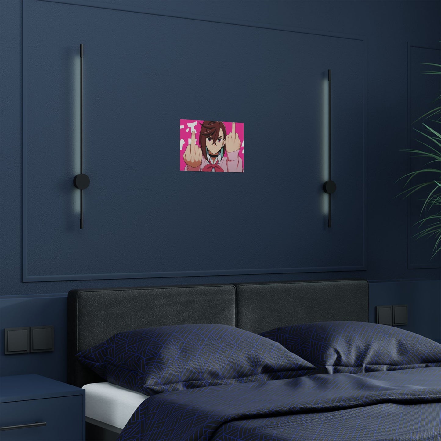 Satin Poster, Momo Ayase from Dandadan, Middle finger Anime Funny Poster, Wall Art, Home Decor, Room Decor, Unique Gift, 12x18 Poster