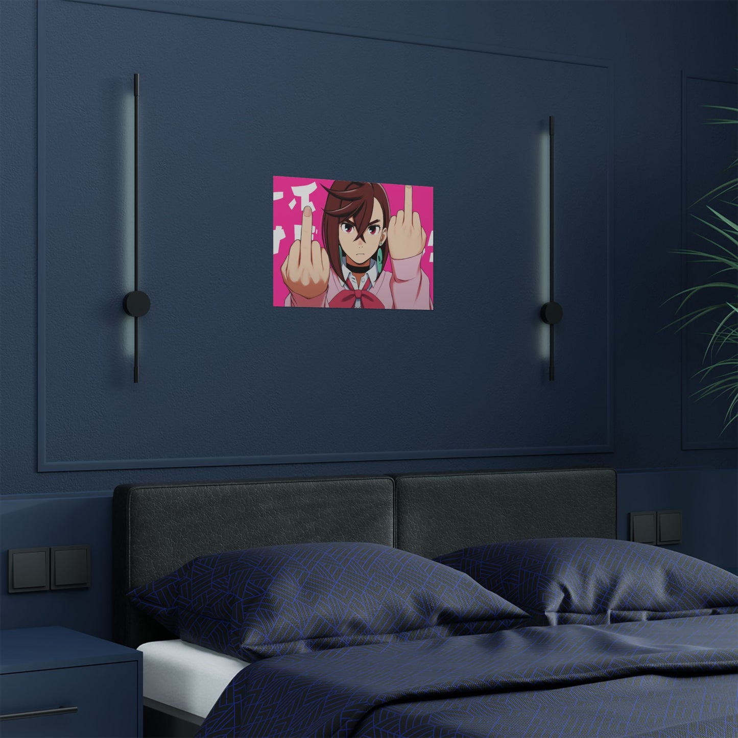 Satin Poster, Momo Ayase from Dandadan, Middle finger Anime Funny Poster, Wall Art, Home Decor, Room Decor, Unique Gift, 12x18 Poster