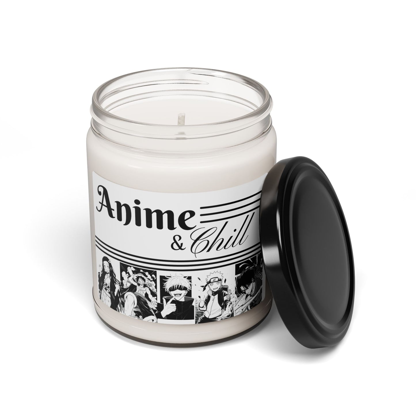 Anime and chill Soy Candle, 9oz - Satoru Gojo, Levi Ackerman, Nezuko Kamado, Naruto Uzumaki, Monkey D Luffy, Otaku Gift, Anime Lover Decor,