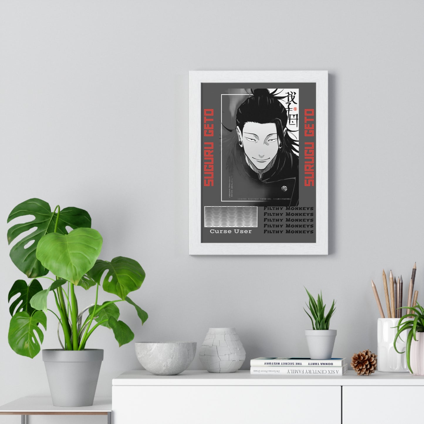 Suguru Geto Vertical Poster, Jujutsu Kaisen Anime Wall Art, Filthy Monkeys Curse User, Framed Art Print for Fans, Home Decor, Gift Idea,